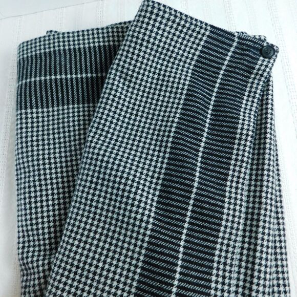 LizSport Liz Claiborne Wool Blend Black Houndstooth Wrap Skirt Sz 10 Vintage EUC - Picture 3 of 11
